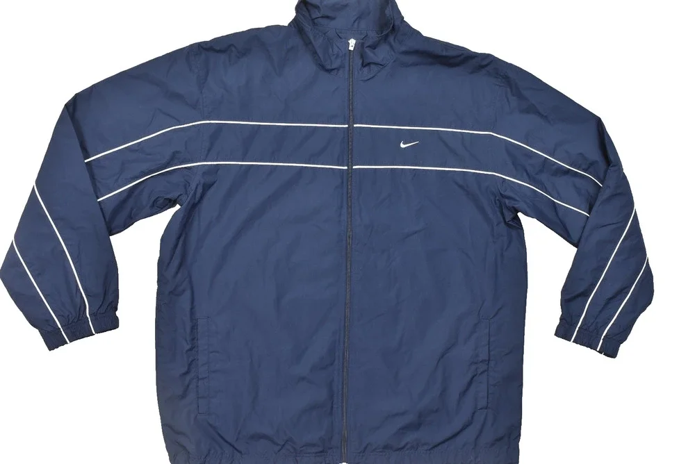 Nike Vintage Y2K Track Jacket Navy Blue White Stripe Size 2XL Full Zip
